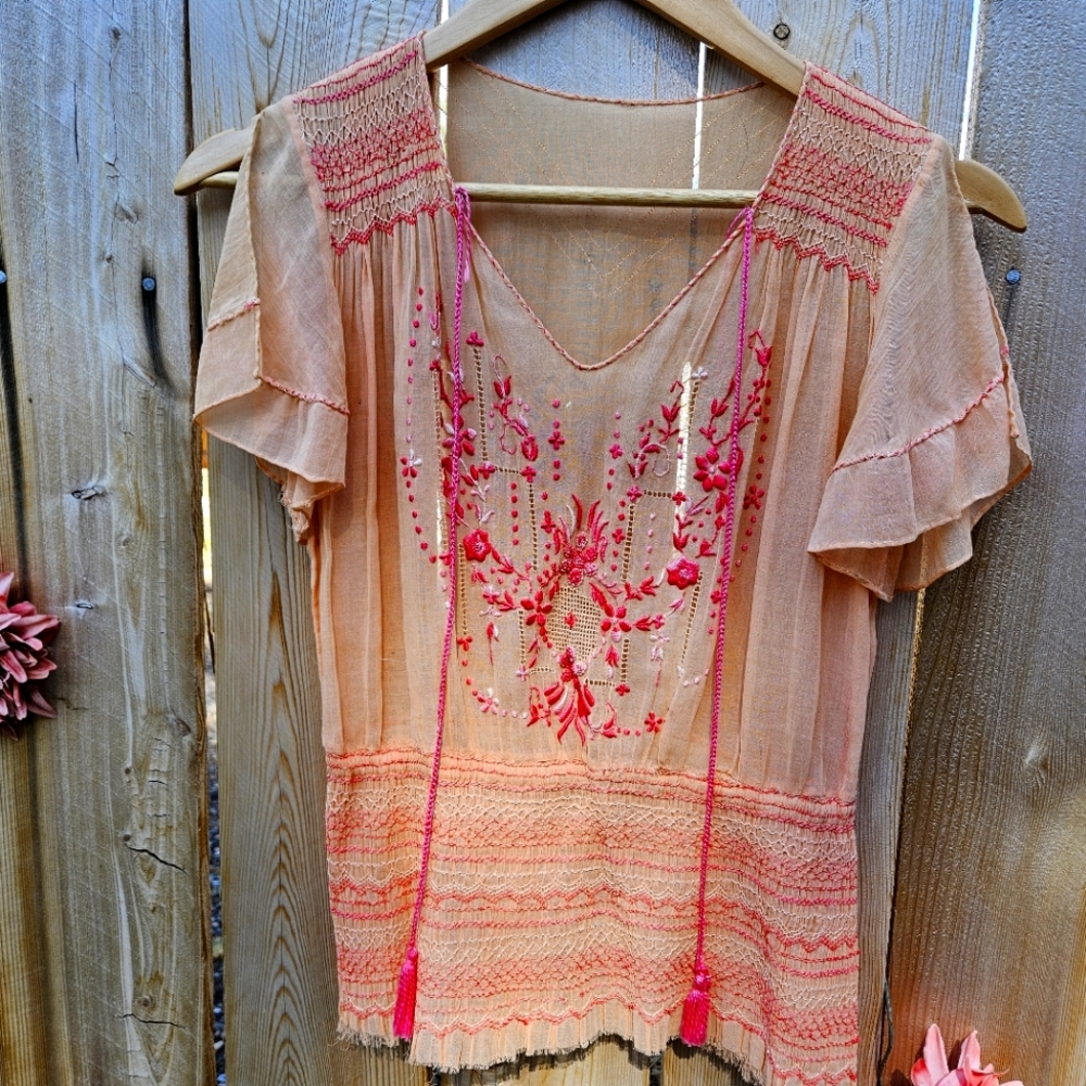 Vintage handmade sheer top- size M/6?